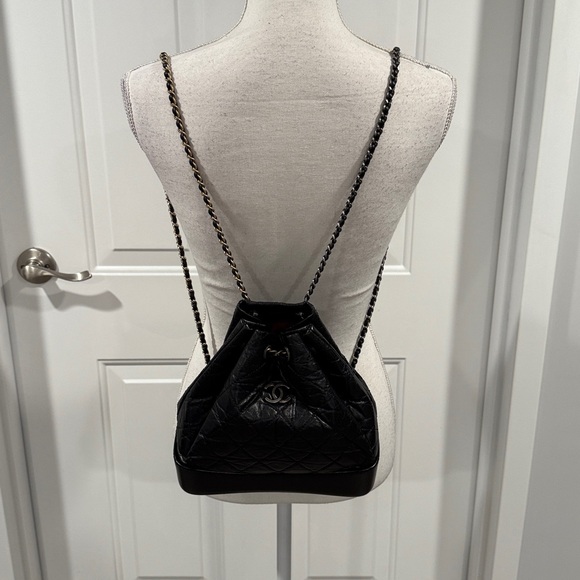 CHANEL Gabrielle Mini Backpack Chain Bag in Quilted Black Leather - Picture 14 of 16